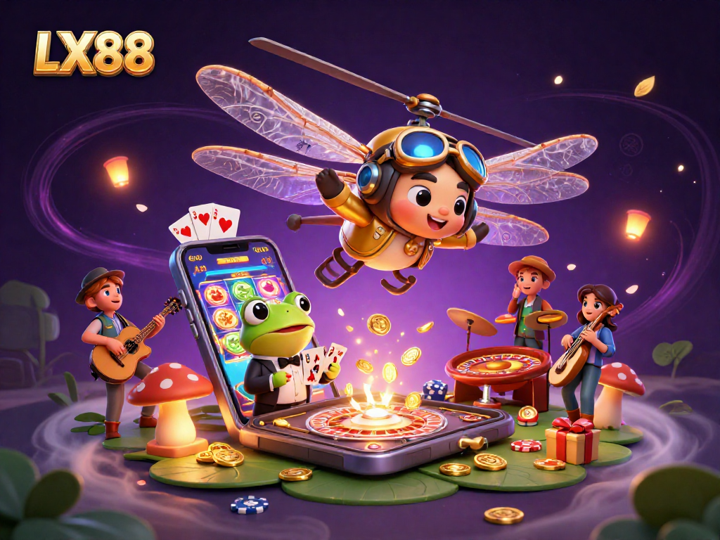 Experience the thrill of LX88 with colorful games, cards, and a lively casino atmosphere.