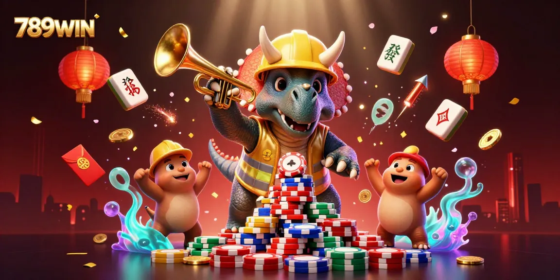 Engage in thrilling casino gameplay at 789WIN with festive poker chip celebrations and lucky symbols.