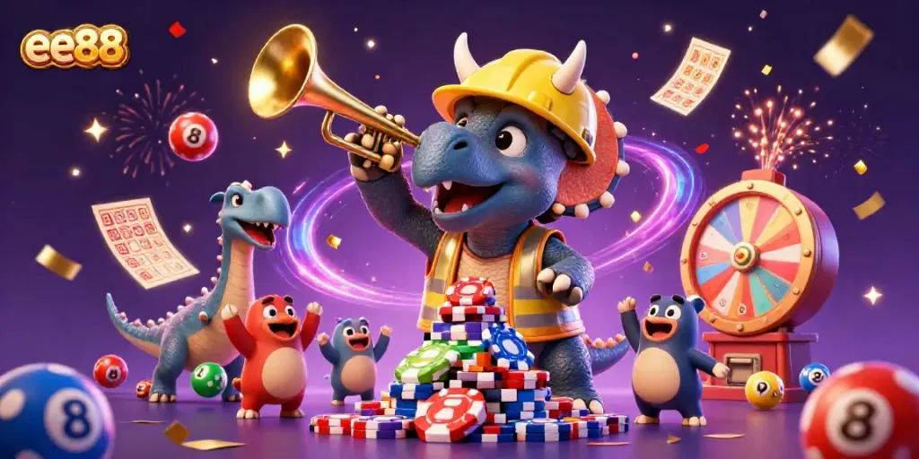 Celebrate wins with ee88’s vibrant gambling scene featuring exciting casino elements
