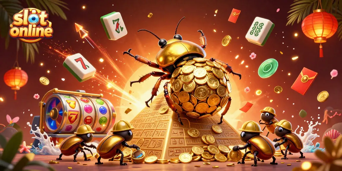 Experience the thrill of slot online with a dynamic 3D illustration showcasing exciting jackpots and gameplay.