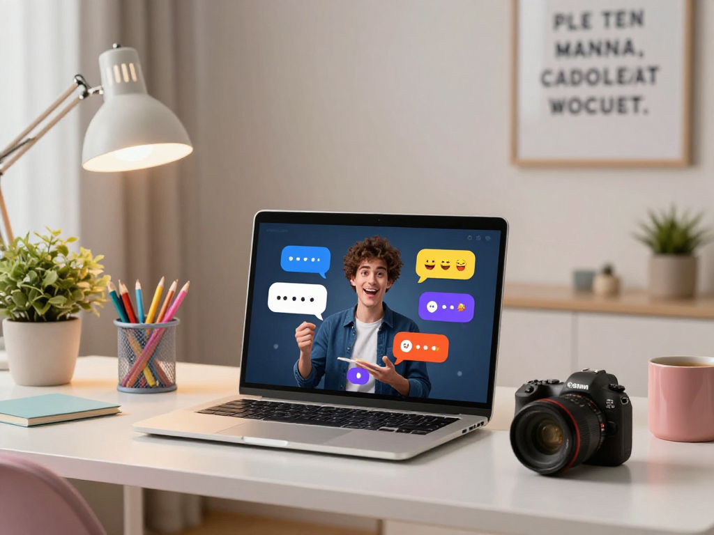 Exciting spicy chat AI interaction setup with vibrant visuals and modern workspace elements.