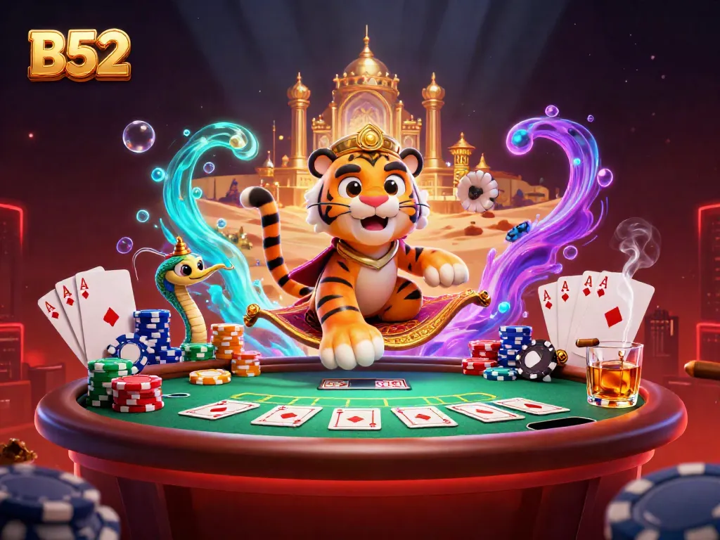 Engage with B52-themed casino adventure featuring tiger sultan and magical elements.