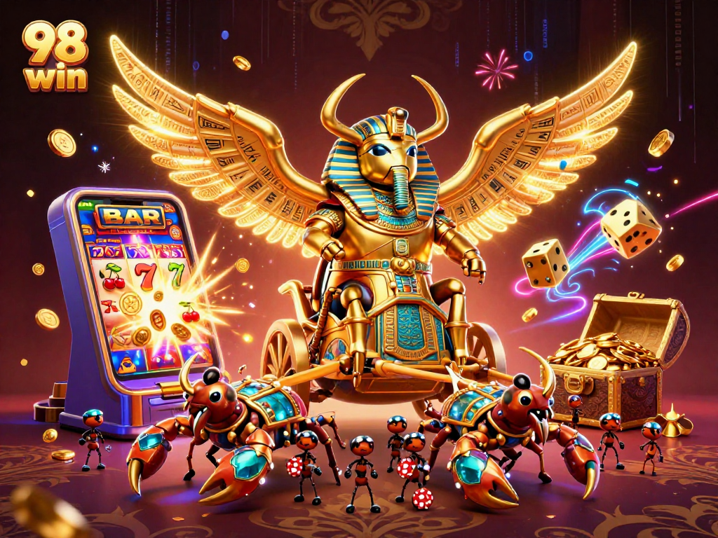 Experience excitement at 98 win with a dynamic casino scene filled with jackpots and action.