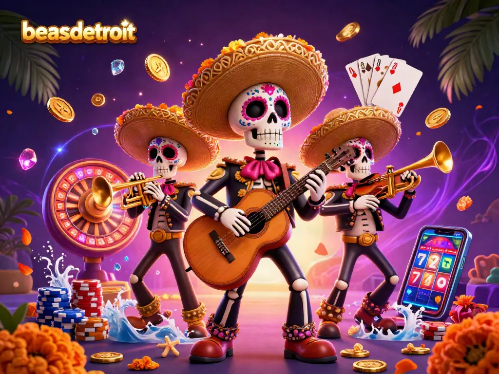 Experience thrilling gameplay at beasdetroit with vibrant 3D casino visuals capturing a festive mariachi band.