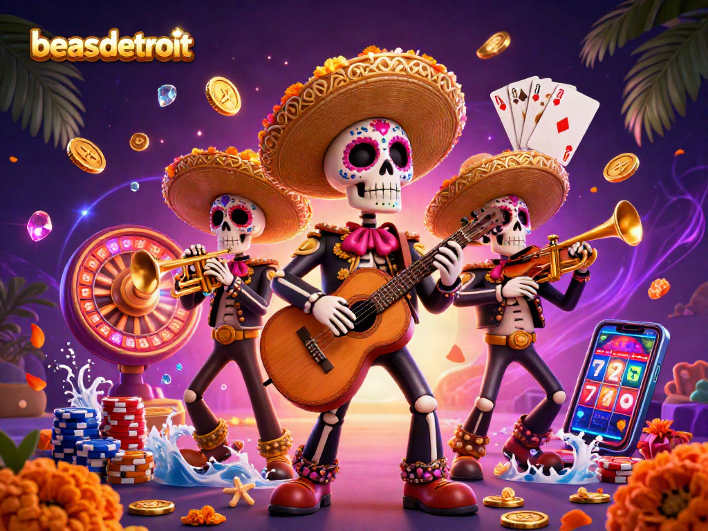 Experience thrilling gameplay at beasdetroit with vibrant 3D casino visuals capturing a festive mariachi band.