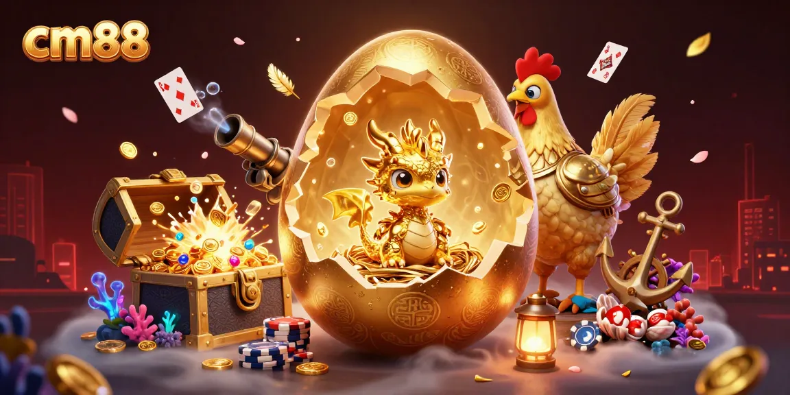 Experience thrilling gameplay at cm88 with a golden dragon and poker chips in a magical casino realm.