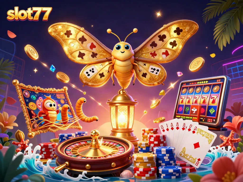 Spin to win with slot777 in a vibrant casino illustration showcasing golden treasures.