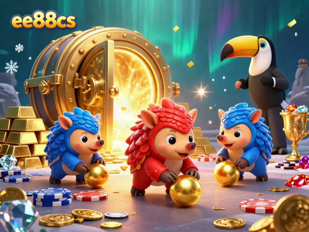 Engage in exciting gameplay at ee88cs with rival pangolins in a colorful casino scene.