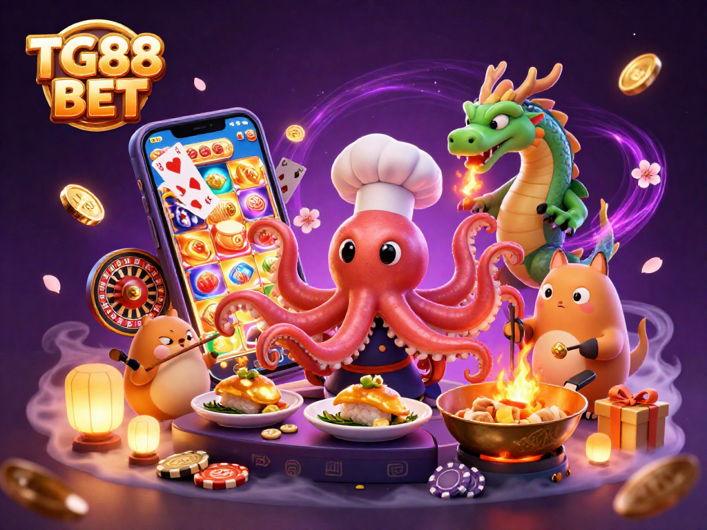 Experience the excitement of TG88 BET with vibrant casino-themed characters in a magical setting.